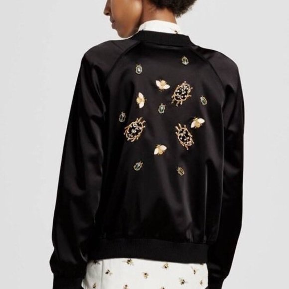 Victoria Beckham for Target Jackets & Blazers - VB for Target Satin Embellished Bug Bomber Jacket